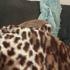 Leopard Print Faux Fur Throw Blanket